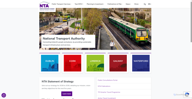 Security scan screenshot of https://nationaltransport.ie