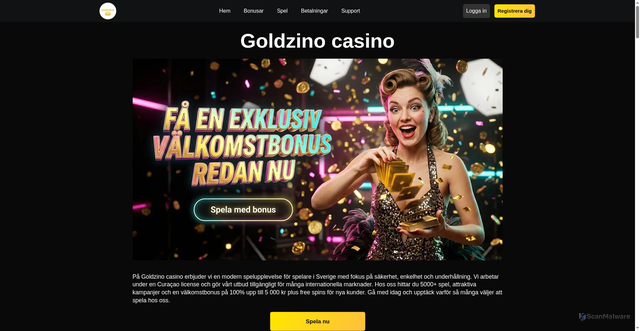 Security scan screenshot of https://goldzinocasino.se