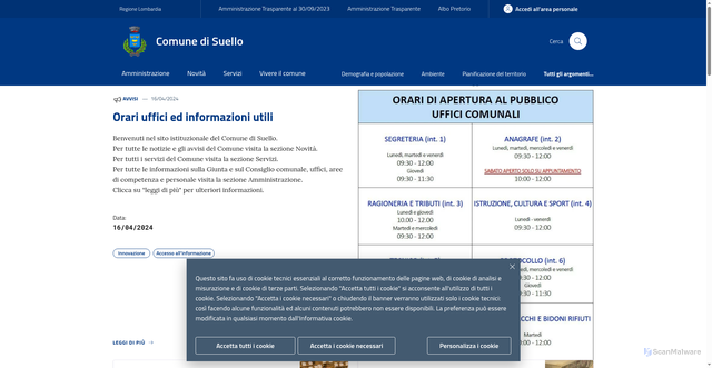Security scan screenshot of https://www.comune.suello.lc.it