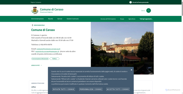 Security scan screenshot of https://www.comune.ceraso.sa.it