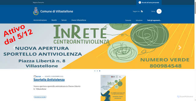 Security scan screenshot of https://www.comune.villastellone.to.it/