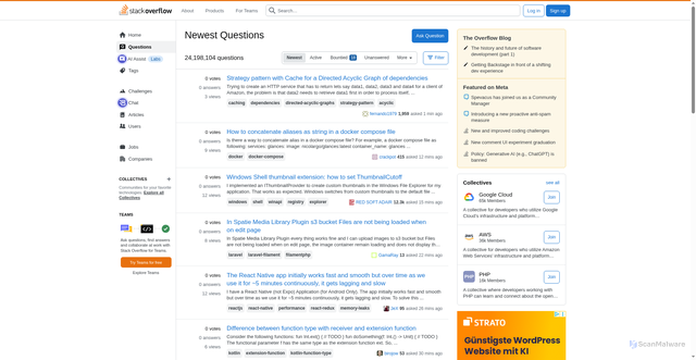 Security scan screenshot of https://www.stackoverflow.com/