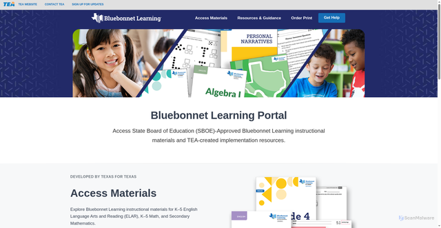Security scan screenshot of https://bluebonnet.tea.texas.gov