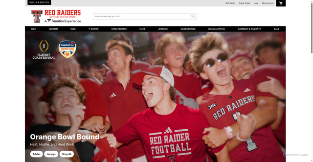 Security scan screenshot of https://shop.texastech.com/