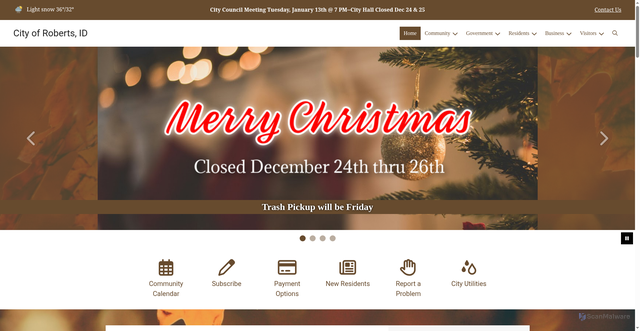 Security scan screenshot of https://cityofrobertsidaho.gov/