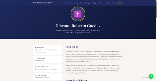 Security scan screenshot of https://diacono-roberto-guedes.pages.dev/sobre.html