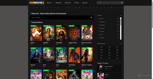 Security scan screenshot of https://hdmovie2.sb