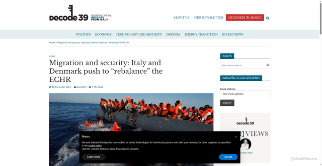 Security scan screenshot of https://decode39.com/12748/migration-and-security-italy-and-denmark-push-to-rebalance-the-echr/