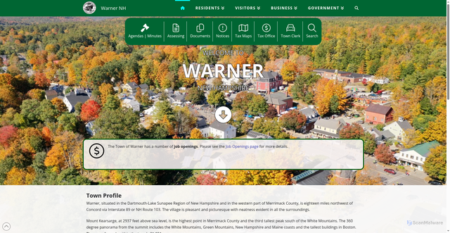 Security scan screenshot of https://warnernh.gov/