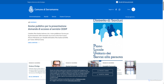 Security scan screenshot of https://www.comune.serramanna.ca.it/