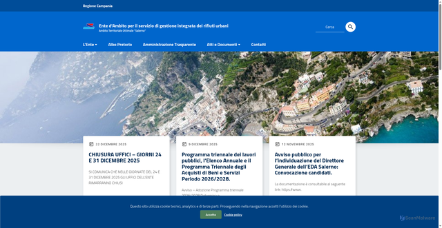 Security scan screenshot of https://www.edarifiutisalerno.it/