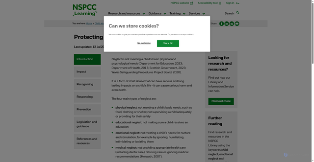 Security scan screenshot of https://learning.nspcc.org.uk/child-abuse-and-neglect/neglect