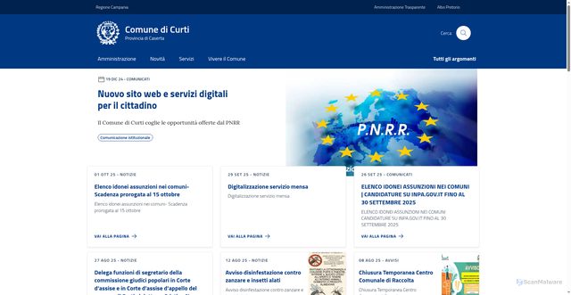 Security scan screenshot of https://comune.curti.ce.it/