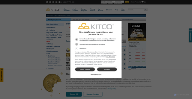 Security scan screenshot of https://online.kitco.com/buy/gold-silver.html?srsltid=AfmBOoqJ4LXrE__EuHpnr1KZ-b47gRvZa15hENgn6vp2Z2wHKT11kzGr