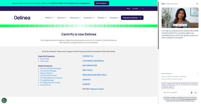 Security scan screenshot of https://centrify.com