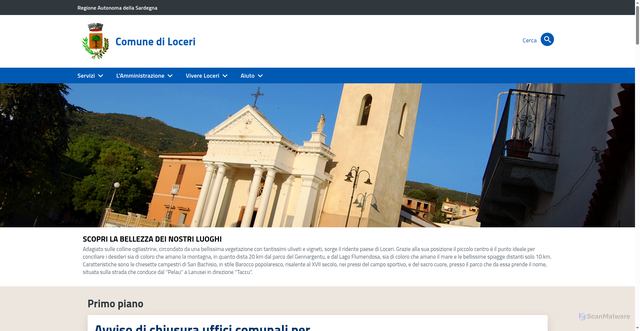 Security scan screenshot of https://www.comuneloceri.it