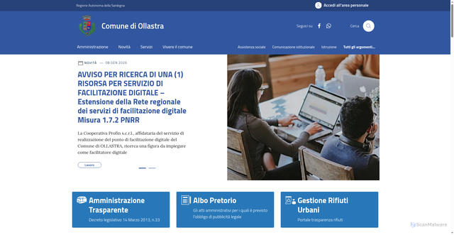 Security scan screenshot of https://comune.ollastra.or.it/