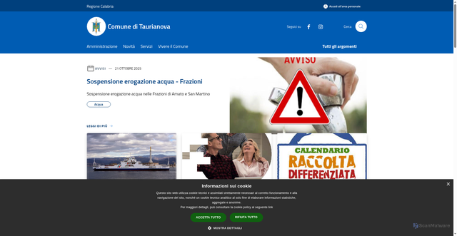 Security scan screenshot of https://www.comune.taurianova.rc.it/it