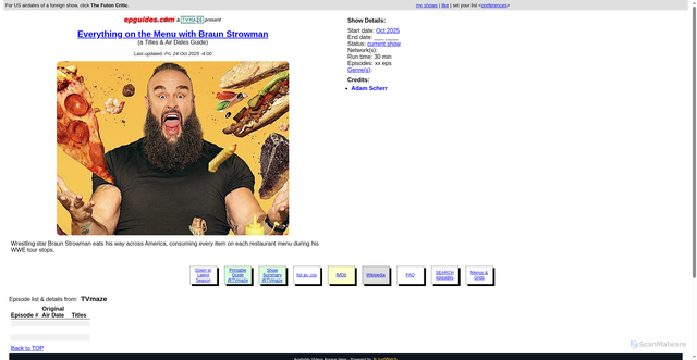 Security scan screenshot of https://epguides.com/EverythingontheMenu/