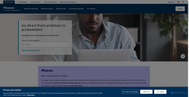 Security scan screenshot of https://wsr-prd-1.pearsonvue.com