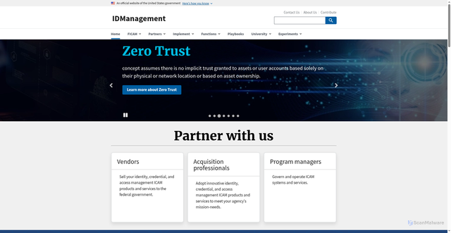 Security scan screenshot of https://www.idmanagement.gov/
