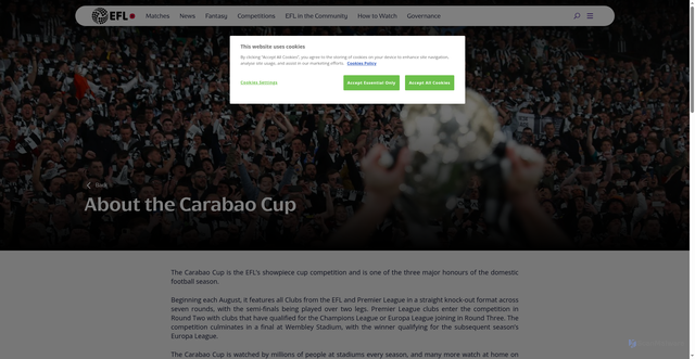 Security scan screenshot of https://efl.com/competitions/carabao-cup/about-the-carabao-cup