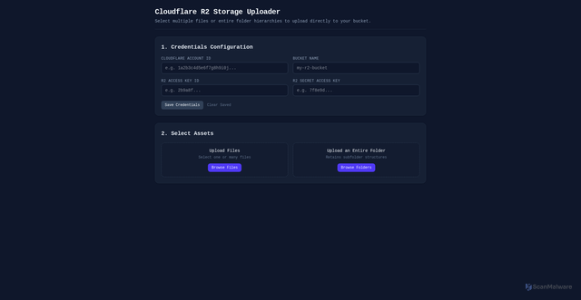 Security scan screenshot of https://r2uploader-cyw.pages.dev/