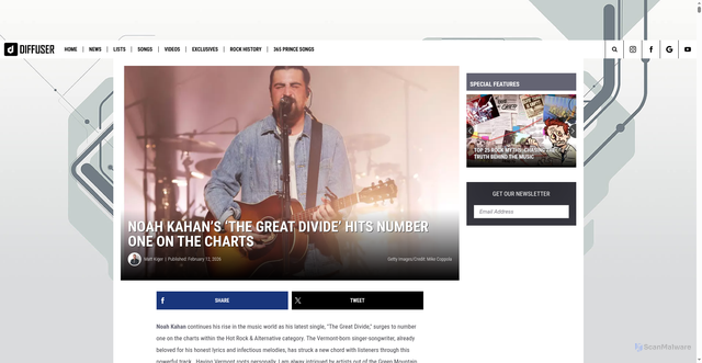 Security scan screenshot of https://diffuser.fm/noah-kahan-great-divide-single/