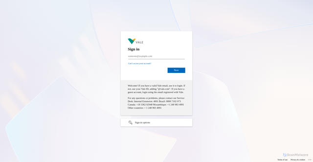 Security scan screenshot of https://globalvale-my.sharepoint.com