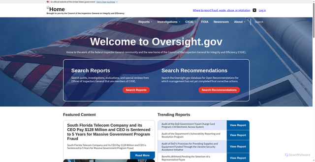 Security scan screenshot of https://www.oversight.gov/