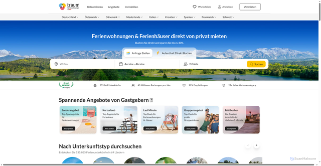 Security scan screenshot of https://www.traum-ferienwohnungen.de
