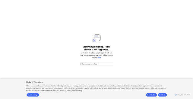 Security scan screenshot of https://adobeprojectm.com
