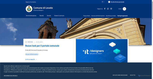 Security scan screenshot of https://www.comune.levate.bg.it/