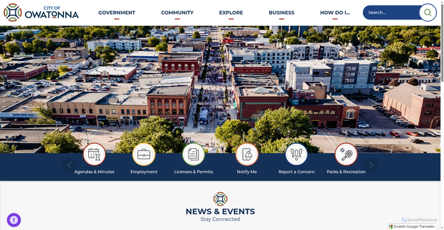 Security scan screenshot of https://www.owatonna.gov/