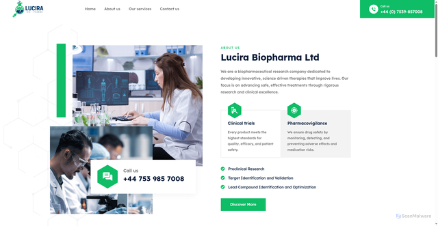 Security scan screenshot of https://lucirapharma.com/