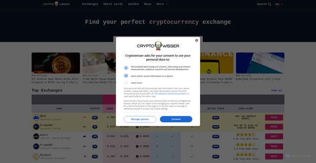 Security scan screenshot of http://cryptowisser.com/