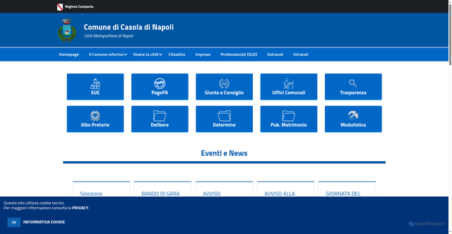 Security scan screenshot of https://www.comune.casoladinapoli.na.it/hh/index.php