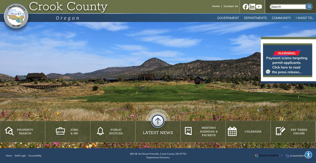 Security scan screenshot of https://co.crook.or.us/