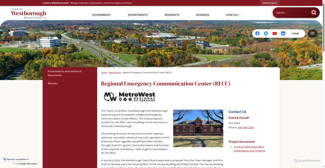 Security scan screenshot of https://metrowestreccma.gov/