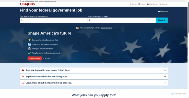 Security scan screenshot of https://www.usajobs.gov/
