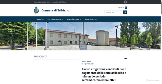 Security scan screenshot of https://www.comune.tribiano.mi.it/it-it/home