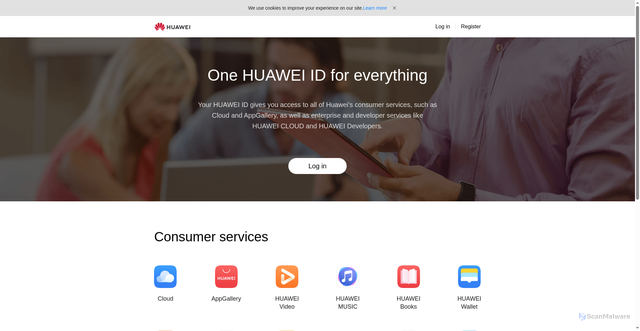 Security scan screenshot of https://id.huawei.com/