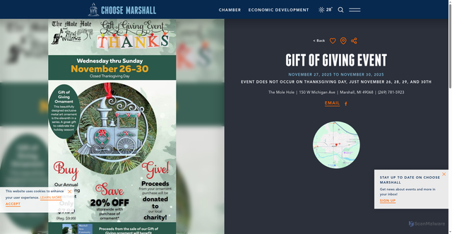 Security scan screenshot of https://choosemarshall.com/events/gift-of-giving-event-2/