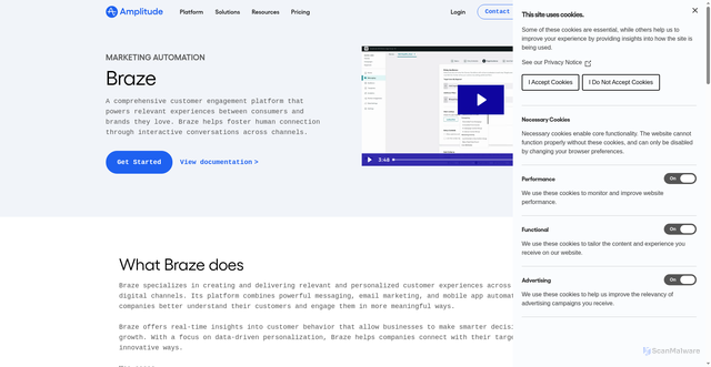 Security scan screenshot of https://amplitude.com/integrations/braze