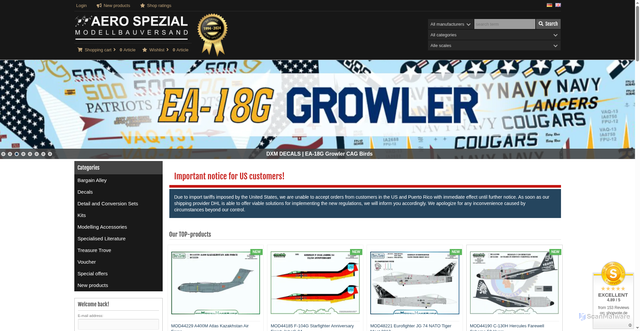 Security scan screenshot of https://aero-spezial-modellbauversand.de