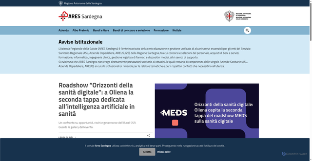 Security scan screenshot of https://www.aressardegna.it/