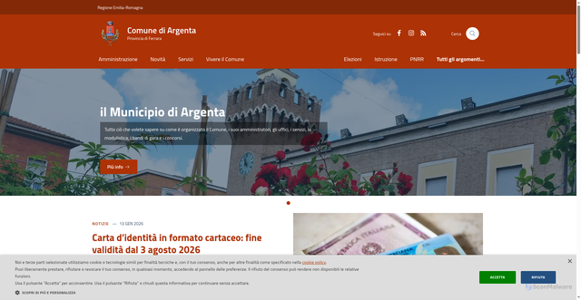 Security scan screenshot of https://www.comune.argenta.fe.it/