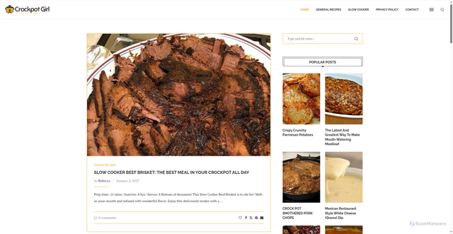 Security scan screenshot of https://crockpotgirl.com