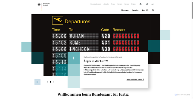 Security scan screenshot of http://www.bundesjustizamt.de