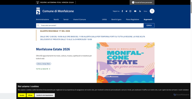 Security scan screenshot of https://www.comune.monfalcone.go.it